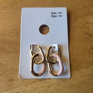 Gold and Pink Link Drop Earrings - Women Jewelry Earrings